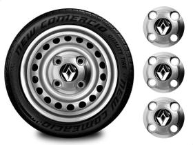 Kit Calotinha Renault Logan Aro 13-15 Prata 4 Furos