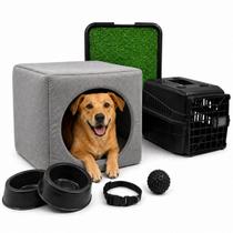 Kit Cama 3em1 Suede Pet Grande Sanitário Grama Transporte Acessórios Kit Cama 3em1 Suede Pet Grande Sanitário Grama Transporte Acessórios