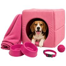 Kit Cama 3em1 Suede Pet Médio Mantinha Comedouro Coleira Bolinha Kit Cama 3em1 Suede Pet Médio Mantinha Comedouro Coleira Bolinha