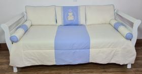 Kit Cama Babá Bicama 6 Pçs Quarto Ursa Tedy Azul Bebê com Palha - POLYBABY