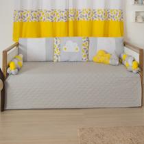 Kit Cama Babá Quarto Bebê Nuvenzinha amarelo 8 Peças