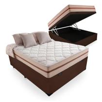 Kit Cama Baú Casal e Colchão Classic Molas Ensacacas Anjos Marrom Kit Cama Baú Casal e Colchão Classic Molas Ensacacas Anjos Marrom