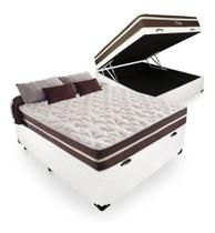 Kit Cama Baú Viúva e Colchão Classic Molas Ensacacas Anjos Branco