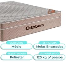 Kit Cama Box Bau + Cabeceira + Colchão Casal Molas Ensacadas - Airtech - Ortobom Kit Cama Box Bau + Cabeceira + Colchão Casal Molas Ensacadas - Airtech - Ortobom