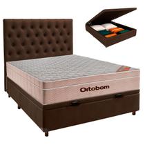 Kit Cama Box Bau + Cabeceira + Colchão Casal Molas Ensacadas - Airtech - Ortobom