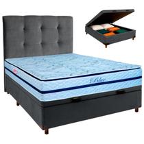 Kit Cama Box Bau + Cabeceira + Colchão Casal Molas Ensacadas - Blue - Paropas Kit Cama Box Bau + Cabeceira + Colchão Casal Molas Ensacadas - Blue - Paropas