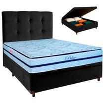 Kit Cama Box Bau + Cabeceira + Colchão Casal Molas Ensacadas - Blue - Paropas Kit Cama Box Bau + Cabeceira + Colchão Casal Molas Ensacadas - Blue - Paropas