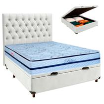 Kit Cama Box Bau + Cabeceira + Colchão Casal Molas Ensacadas - Blue - Paropas Kit Cama Box Bau + Cabeceira + Colchão Casal Molas Ensacadas - Blue - Paropas