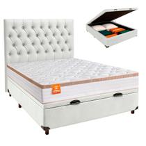 Kit Cama Box Bau + Cabeceira + Colchão Casal Molas Ensacadas - Isis Real - Inducol Kit Cama Box Bau + Cabeceira + Colchão Casal Molas Ensacadas - Isis Real - Inducol