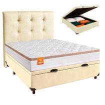 Kit Cama Box Bau + Cabeceira + Colchão Casal Molas Ensacadas - Isis Real - Inducol