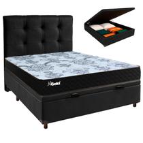 Kit Cama Box Bau + Cabeceira + Colchão Casal Molas Ensacadas - Life Gold - Paropas
