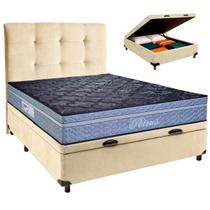 Kit Cama Box Bau + Cabeceira + Colchão Casal Molas Ensacadas - Petrus - Paropas