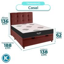 Kit Cama Box Bau + Cabeceira + Colchão Casal Molas Ensacadas Star Plus + 2 Travesseiros Ortobom