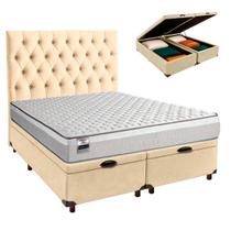 Kit Cama Box Bau + Cabeceira + Colchão King Molas Ensacadas - Hanover - Inducol