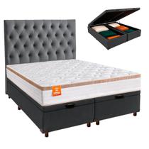 Kit Cama Box Bau Cabeceira Colchão King Molas Ensacadas Isis Inducol Kit Cama Box Bau Cabeceira Colchão King Molas Ensacadas Isis Inducol