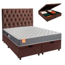 Kit Cama Box Bau + Cabeceira + Colchão Queen D23 - Pro - Inducol