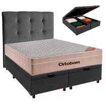 Kit Cama Box Bau + Cabeceira + Colchão Queen Molas Ensacadas - Airtech - Ortobom Kit Cama Box Bau + Cabeceira + Colchão Queen Molas Ensacadas - Airtech - Ortobom