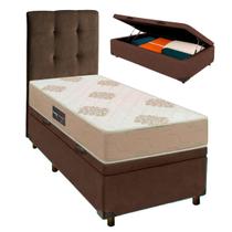 Kit Cama Box Bau + Cabeceira + Colchão Solteiro D33 Inovaflex - Marrom Kit Cama Box Bau + Cabeceira + Colchão Solteiro D33 Inovaflex - Marrom