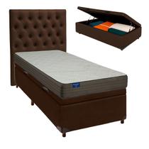 Kit Cama Box Bau + Cabeceira + Colchão Solteiro D33 - Orthotech - Inducol