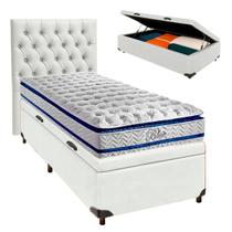 Kit Cama Box Bau + Cabeceira + Colchão Solteiro Molas Ensacadas - Blue - Paropas