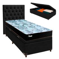 Kit Cama Box Bau + Cabeceira + Colchão Solteiro Molas Ensacadas - Life Gold - Paropas