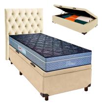 Kit Cama Box Bau + Cabeceira + Colchão Solteiro Molas Ensacadas - Petrus - Paropas