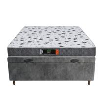 Kit Cama Box Baú Casal Suede Cinza + Colchão ISO 100 D28 + EPS Resistente 14 - 138x188 - Comfort Prime Kit Cama Box Baú Casal Suede Cinza + Colchão ISO 100 D28 + EPS Resistente 14 - 138x188 - Comfort Prime