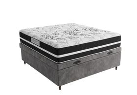 Kit Cama Box Baú Casal Suede Cinza + Colchão Mola Ensacada Star Classic Black - 138x188 - Comfort Prime Kit Cama Box Baú Casal Suede Cinza + Colchão Mola Ensacada Star Classic Black - 138x188 - Comfort Prime