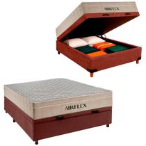 Kit Cama Box Bau e Colchão Molas Ensacadas Casal Airflex Marrom Kit Cama Box Bau e Colchão Molas Ensacadas Casal Airflex Marrom