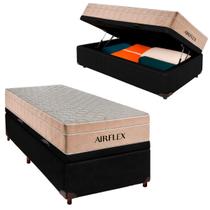 Kit Cama Box Bau e Colchão Molas Ensacadas Solteiro Airflex Preto Kit Cama Box Bau e Colchão Molas Ensacadas Solteiro Airflex Preto