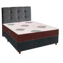 Kit Cama Box + Cabeceira + Colchão Casal D45 Inovaflex - Cinza