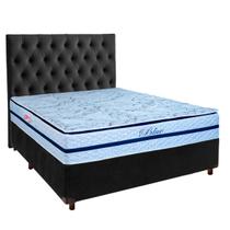 Kit Cama Box + Cabeceira + Colchão Casal Molas Ensacadas - Blue - Paropas