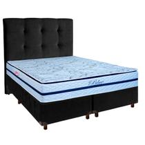 Kit Cama Box + Cabeceira + Colchão Queen Molas Ensacadas - Blue - Paropas Kit Cama Box + Cabeceira + Colchão Queen Molas Ensacadas - Blue - Paropas