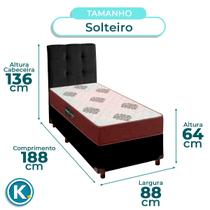Kit Cama Box + Cabeceira + Colchão Solteiro D45 Inovaflex - Preto