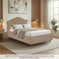 Kit Cama Box Casal + Cabeceira Estofada em Madeira Maciça Curva Provençal com Capitonê Bridgerton Kit Cama Box Casal + Cabeceira Estofada em Madeira Maciça Curva Provençal com Capitonê Bridgerton