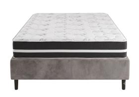 Kit Cama Box Casal Suede Cinza + Colchão Mola Ensacada Star Classic Black - 138x188 - Comfort Prime Kit Cama Box Casal Suede Cinza + Colchão Mola Ensacada Star Classic Black - 138x188 - Comfort Prime