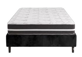 Kit Cama Box Casal Suede Preto + Colchão Mola Ensacada Star Classic Black - 138x188 - Comfort Prime Kit Cama Box Casal Suede Preto + Colchão Mola Ensacada Star Classic Black - 138x188 - Comfort Prime