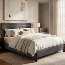 Kit Cama Box e Cabeceira Orgânica Thor King 203cm Bouclê