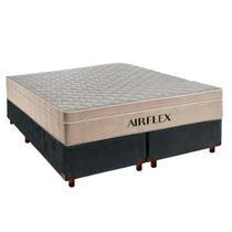 Kit Cama Box e Colchão Molas Ensacadas King Airflex Cinza - Airflex Colchões Kit Cama Box e Colchão Molas Ensacadas King Airflex Cinza - Airflex Colchões