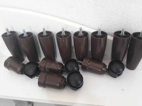 Kit Cama Box Queen Conico 8 Pes 4 Rodizio Marrom com 12 cm altura