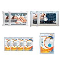 Kit Cama Casal 4 Travesseiros 2 Nasa 2 Confort 5 e Capas Kit Cama Casal 4 Travesseiros 2 Nasa 2 Confort 5 e Capas
