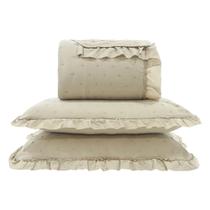 Kit cama casal delicato romance color - bege escuro
