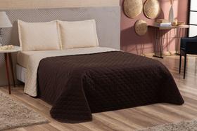 Kit Cama Casal Queen Dupla Face Las Vegas 3 Peças Matelado tabaco/bege