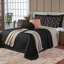 Kit Cama Colcha Cobre Leito Golden Love Dupla Face c/ Almofadas Queen 08 Peças