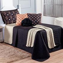 Kit Cama Colcha Cobre Leito Golden Love Dupla Face c/ Almofadas Solteiro 06 Peças