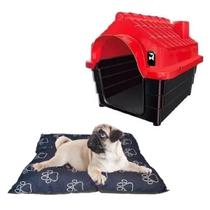 Kit Cama Colchonete Pet Preto 50x40cm E Casa Pet Casinha N2