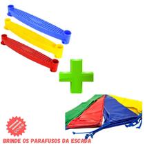 Kit Cama Elástica 03 Degraus Escada + 08 Capas Vinilicas - Casinha Brinquedos