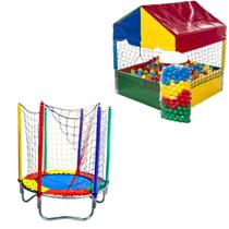 Kit Cama Elástica 1,40m Piscina de Bolinhas 1,00m 500 Bolinhas