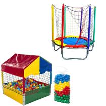 Kit Cama Elástica 1,40m Piscina de Bolinhas 1,00m 500 Bolinhas