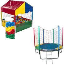 Kit Cama Elástica 1,83m Piscina de Bolinhas 1,00m 500 Bolinhas